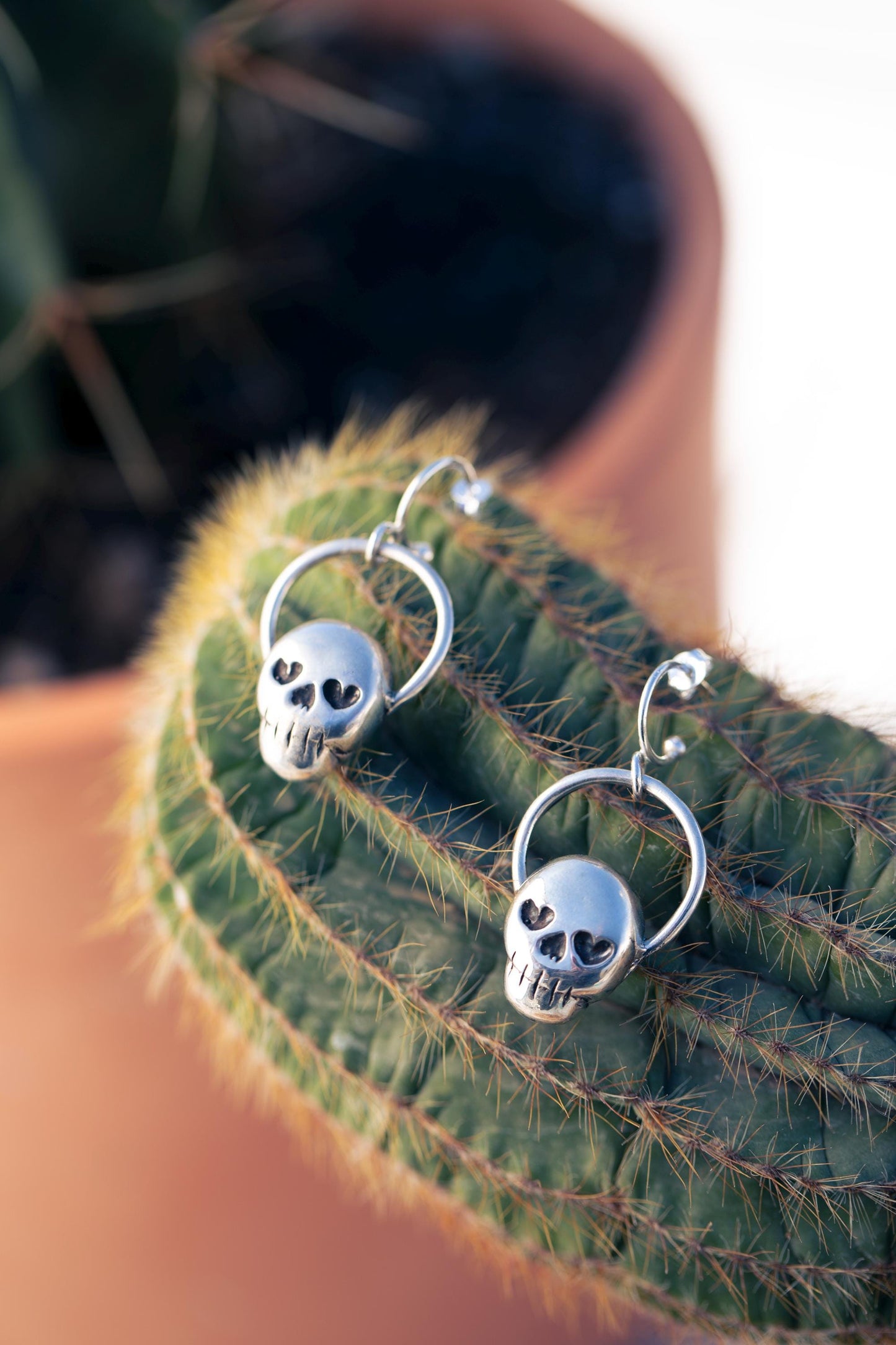 Dead Valentine's Skull Half Hoop Εarrings-Love You to Death Collection