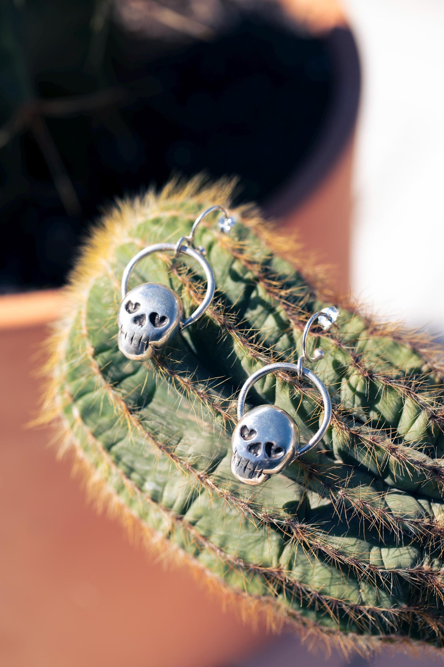 Dead Valentine's Skull Half Hoop Εarrings-Love You to Death Collection