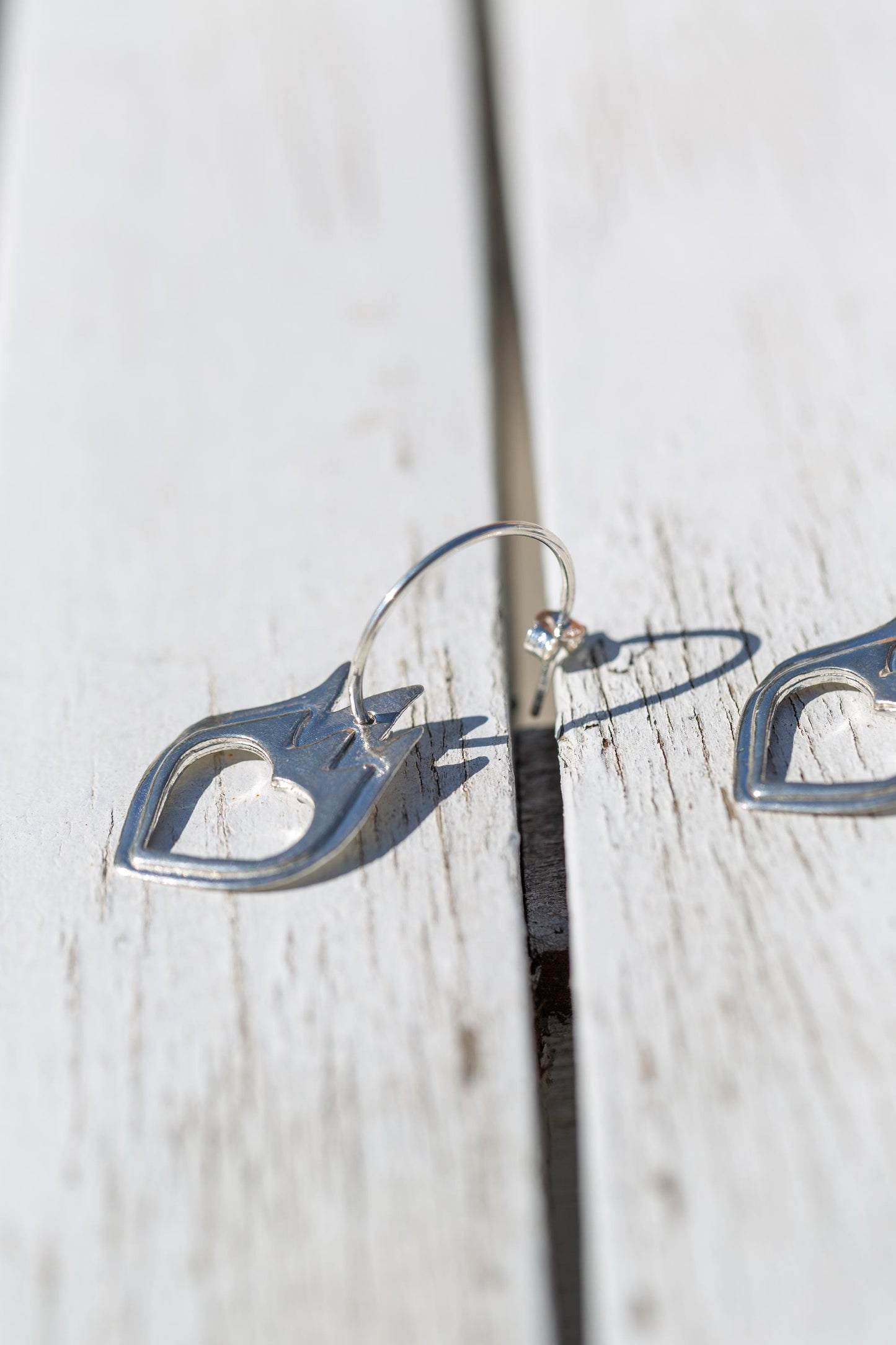 Burning Heart Half Hoop Earrings-Love You to Death Collection