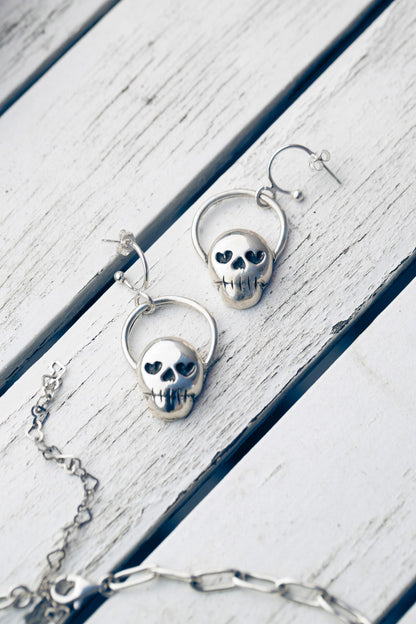 Dead Valentine's Skull Half Hoop Εarrings-Love You to Death Collection