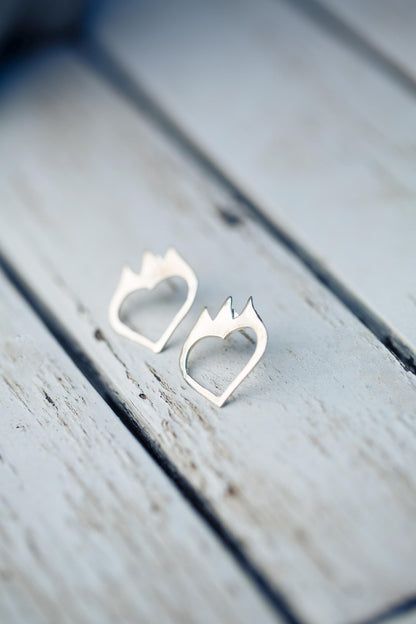Burning Heart Stud Earring-Love You to Death Collection