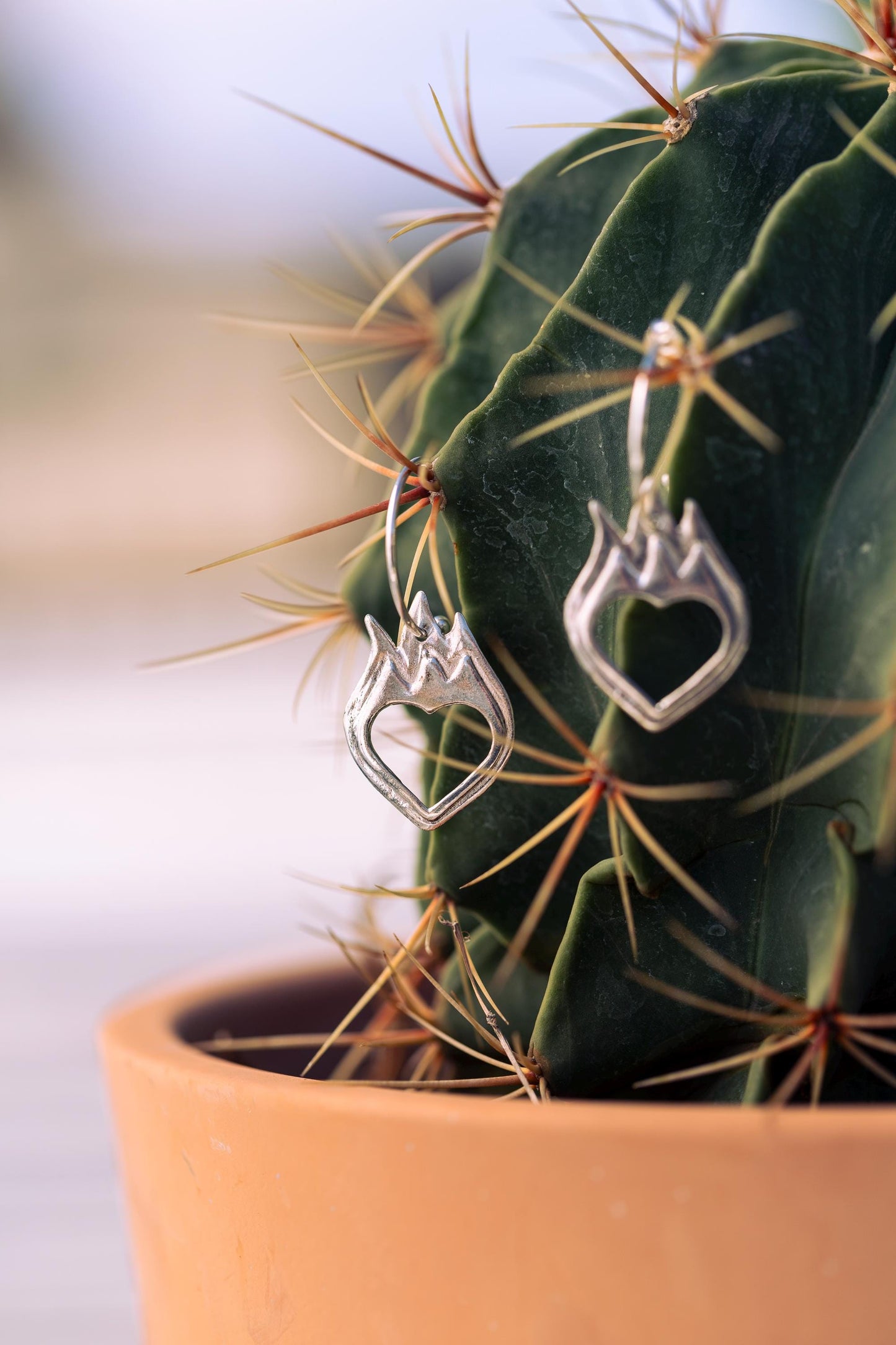 Burning Heart Half Hoop Earrings-Love You to Death Collection