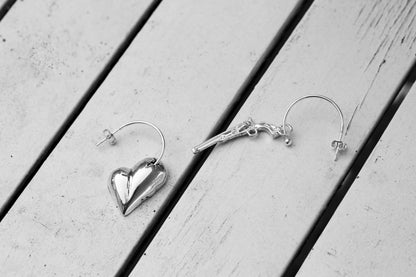 Shot Through the Heart-Heart and Pistol Set of Earrings-Love You to Death Collection