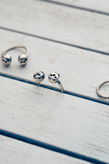 Infatuadead-Adjustable Open Ring with 2 Skulls-Love You to Death Collection