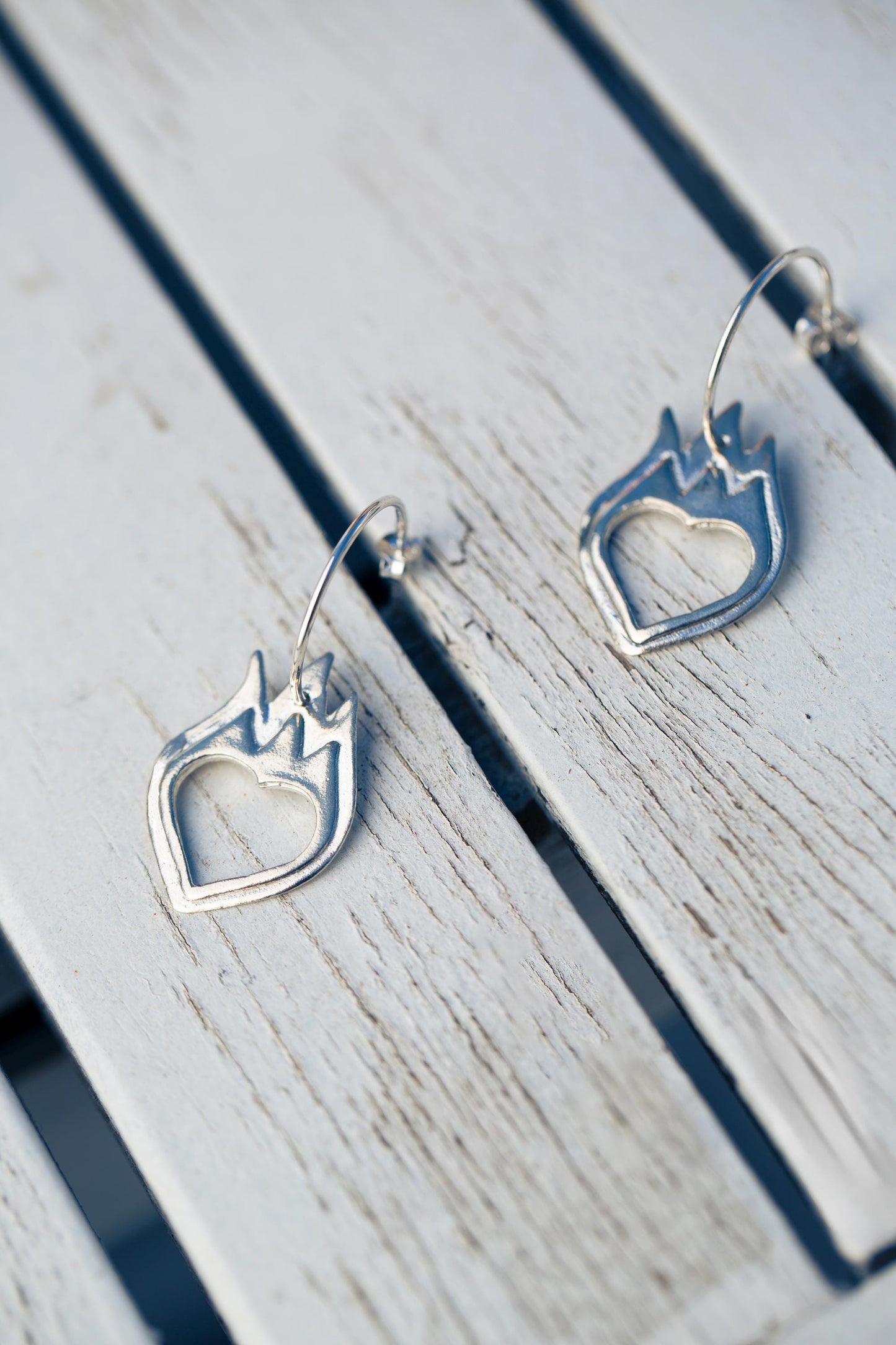 Burning Heart Half Hoop Earrings-Love You to Death Collection