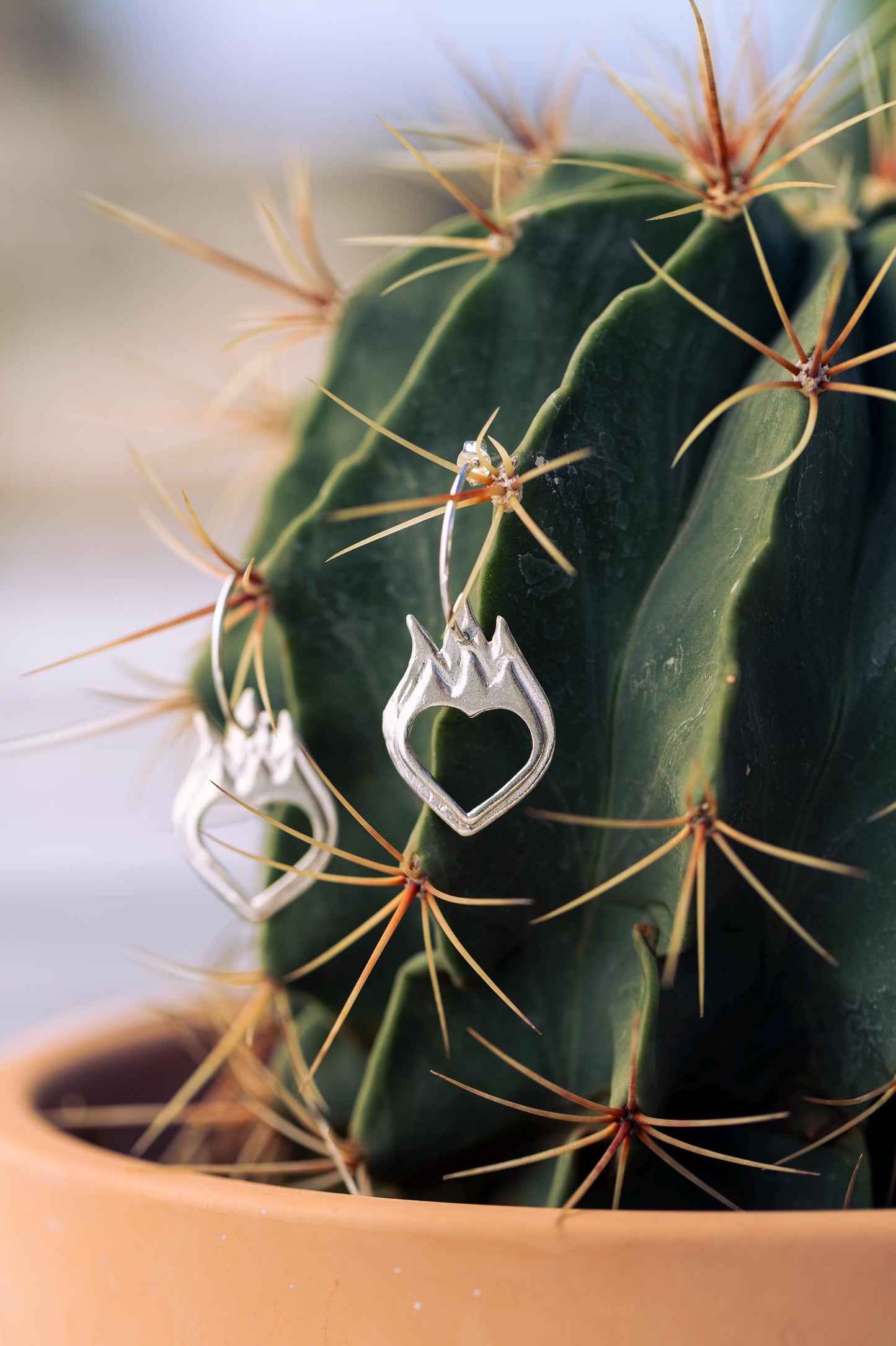 Burning Heart Half Hoop Earrings-Love You to Death Collection