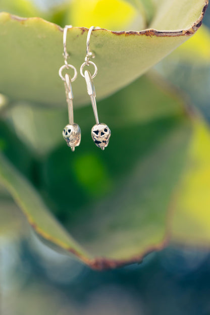 Infatuadead-Safety Pin with a Small Skull Half Hoop Earrings-Love You to Death Collection