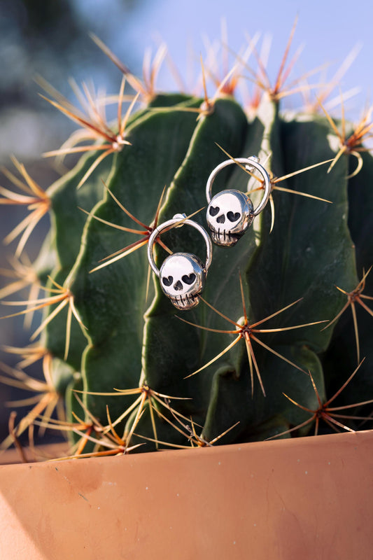 Dead Valentine's Skull Saint Stud Earrings-Love You to Death Collection