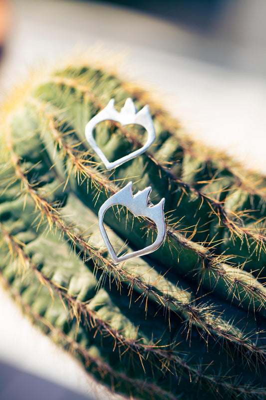 Burning Heart Stud Earring-Love You to Death Collection